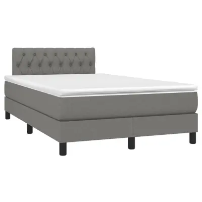 vidaXL Box spring postelja z vzmetnico temno siva 120x190 cm blago