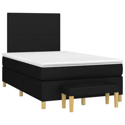 vidaXL Box spring postelja z vzmetnico črna 120x190 cm blago