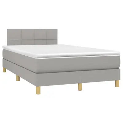 vidaXL Boxspring postelja z vzmetnico svetlo siva 120x190 cm blago