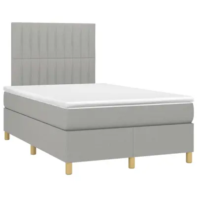 vidaXL Boxspring postelja z vzmetnico svetlo siva 120x190 cm blago