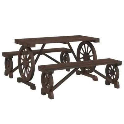 vidaXL Vrtna jedilna garnitura 3-delna trden les jelke