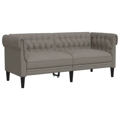vidaXL Kavč dvosed Chesterfield taupe tkanina