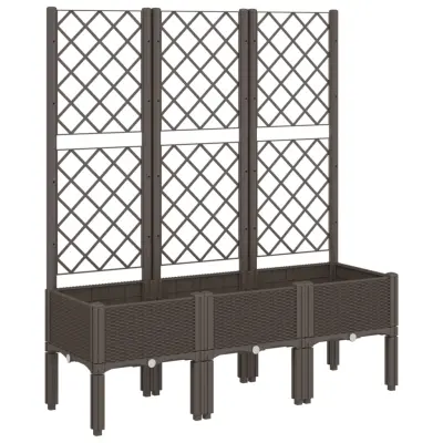 vidaXL Cvetlično korito z oporno mrežo rjavo 120x40x142 cm PP