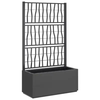 vidaXL Cvetlično korito z oporno mrežo temno sivo 80x36x140 cm PP