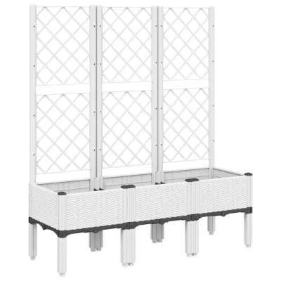 vidaXL Cvetlično korito z oporno mrežo belo 120x40x142 cm PP
