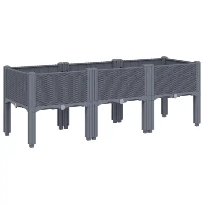 vidaXL Cvetlično korito z nogami modro sivo 120x40x42 cm PP