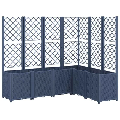 vidaXL Cvetlično korito z oporno mrežo modro sivo 160x120x140 cm PP