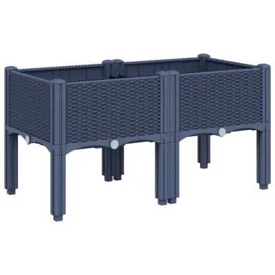 vidaXL Cvetlično korito z nogami modro sivo 80x40x42 cm PP