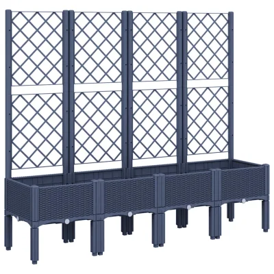 vidaXL Cvetlično korito z oporno mrežo modro sivo 160x40x142 cm PP
