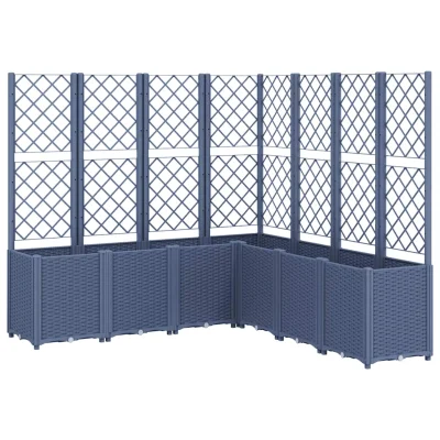 vidaXL Cvetlično korito z oporno mrežo modro sivo 160x160x140 cm PP