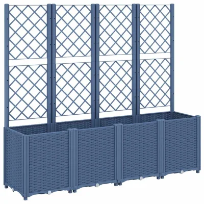 vidaXL Cvetlično korito z oporno mrežo modro sivo 160x40x140 cm PP