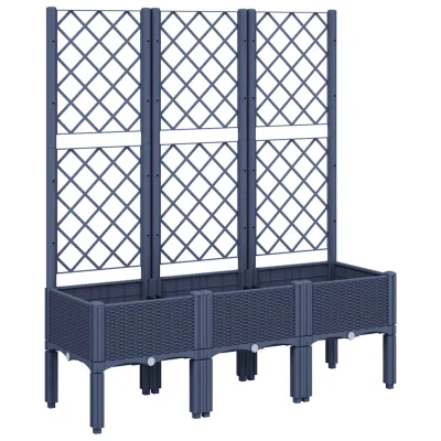 vidaXL Cvetlično korito z oporno mrežo modro sivo 120x40x142 cm PP