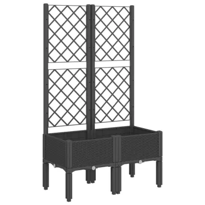 vidaXL Cvetlično korito z oporno mrežo črno 80x40x142 cm PP