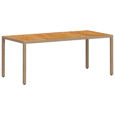 vidaXL Vrtna miza bež 190x90x75 cm poli ratan akacijev les