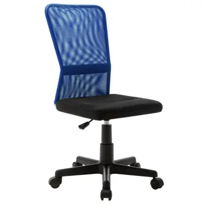 vidaXL Pisarniški stol črn in moder 44x52x100 cm mrežasto blago