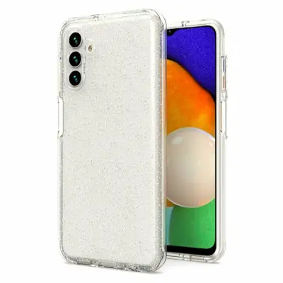 Silikonski ovitek z bleščicami za Samsung Galaxy S23 FE - prozoren s srebrnimi bleščicami