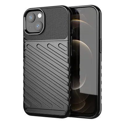 Silikonski ovitek Thunder Armor za iPhone 15 - črn
