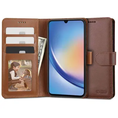 Onasi Wallet denarnica usnjena preklopna torbica Samsung Galaxy A54 - rjava