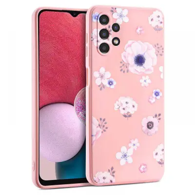 Silikonski ovitek za Samsung Galaxy A53 - mat roza z rožicami