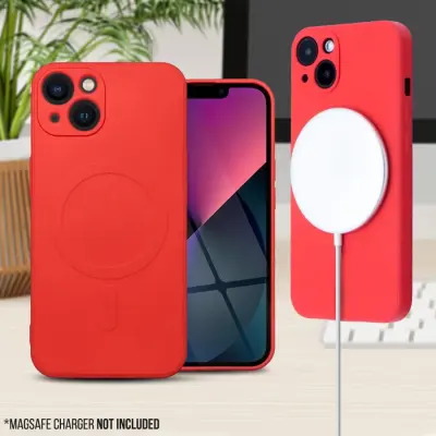 Onasi silikonski ovitek MagSafe za iPhone 14 Plus - mat rdeč