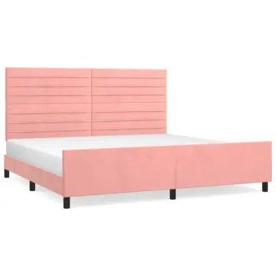 vidaXL Posteljni okvir z vzglavjem roza 200x200 cm žamet