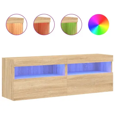 vidaXL Stenske TV omarice z LED 2 kosa sonoma hrast 60x30x40 cm