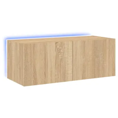 vidaXL Stenska TV omarica z LED lučkami sonoma hrast 80x35x31 cm