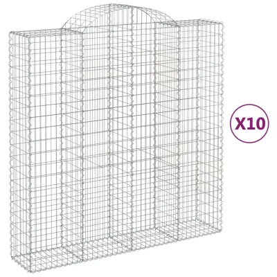 vidaXL Obokana gabion košara 10 kos 200x50x200/220 cm pocinkano železo