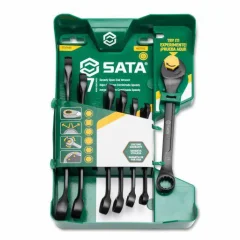 SATA komplet 7 metričnih tipk z ravnim ohranjem z ratchet v ravnem delu