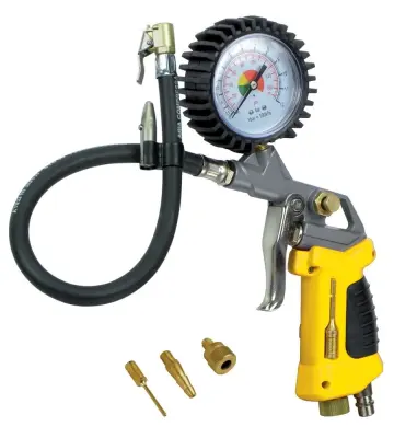 Stanley črpalna pištola s tlačnim merilnikom + 3 šobe + LED svetilka