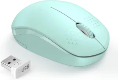 Brezžična miška, brezšumna miška 2,4 G s sprejemnikom USB - prenosna računalniška miška mint zelena
