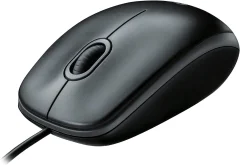 Žična miška Logitech B100, žična USB miška za računalnike in prenosnike črna