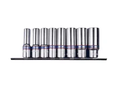 Kralj Tony komplet 3/8 "kape" 8 elementov dolgi 6 -kin 10 - 19 mm, krom, na železnici