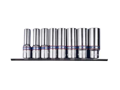 Kralj Tony komplet 3/8 "kape" 8 elementov dolgi 6 -kin 10 - 19 mm, krom, na železnici
