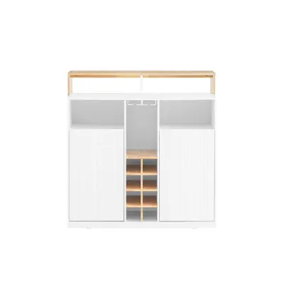 SoBuy kuhinjski otok z dvema mizama v beli barvi v kmečkem slogu