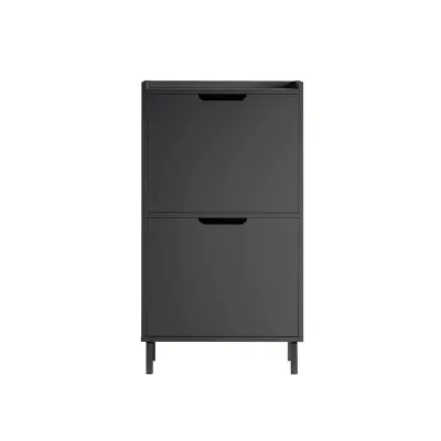 SoBuy ozka omara za čevlje v črni barvi v skandinavskem slogu