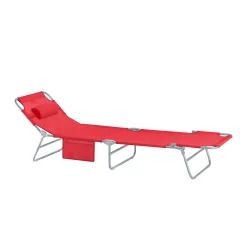 SoBuy Nastavljivi zložljivi ležalniki za sončenje v rdeči barvi v obalnem slogu