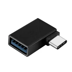Kotni adapter USB 3.0 na USB-C s sinhronim polnjenjem – crn
