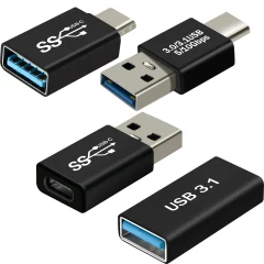 USB-C USB adapter, paket 4 OTF adapterjev moški, ženski - crn