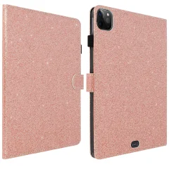 Ovitek z blešcicami, denarnica in stojalo za video - rožnato zlato za iPad Pro 11 2022, 2021, 2020, 2018 in iPad Air 2022, 2020