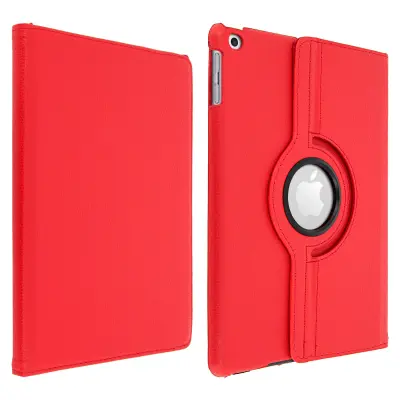 Ovitek, 360° vrtljiva folija torbica za Apple iPad 5 / iPad 6 / iPad Air - rdeca