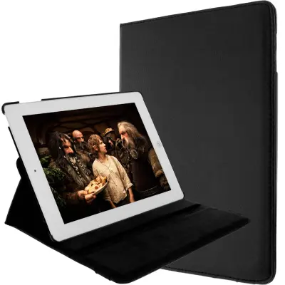 Ovitek z vrtljivim stojalom za Apple iPad 2, 3, 4 in Retina - crn
