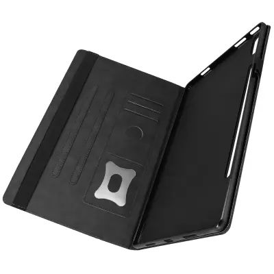 Torbica Lenovo Tab P12 Pro Case, držalo za dokumente, držalo za kartice in držalo za video - crna