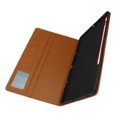 Ovitek za Samsung Galaxy Tab S7 FE z notranjim/zunanjim prostorom za shranjevanje dokumentov in držalom za kartice - rdec