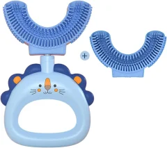 Otroška zobna ščetka v obliki črke U, glava ščetke iz mehkega silikona za hrano, snemljiva zobna ščetka za ročno usposabljanje z nadomestno glavo ščetke, 360° zasnova za oralno čiščenje