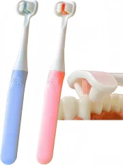 3-stranska zobna ščetka za otroke z avtizmom Zobna ščetka z mehkimi ščetinami Malčkova zobna ščetka Potovalna zobna ščetka s tremi ščetinami za popolne zobe