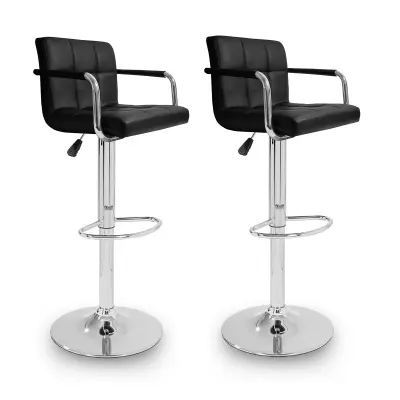 Aga 2x barski stol z nasloni Črna