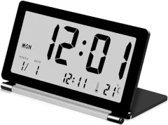 LCD budilka Izjemno tanka zložljiva potovalna budilka Prenosna digitalna budilka (črna)
