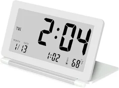 LCD budilka Izjemno tanka zložljiva potovalna budilka Prenosna digitalna budilka (bela)