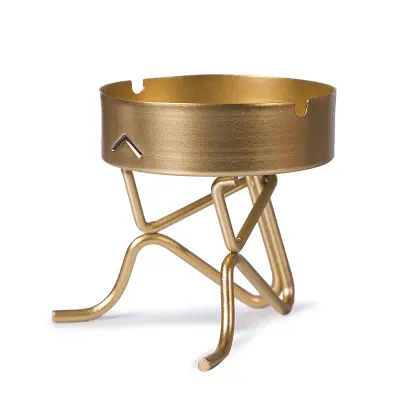 Kovinski pepelnik preproste oblike. Unikatna gospodinjska škatla za shranjevanje pepelnika